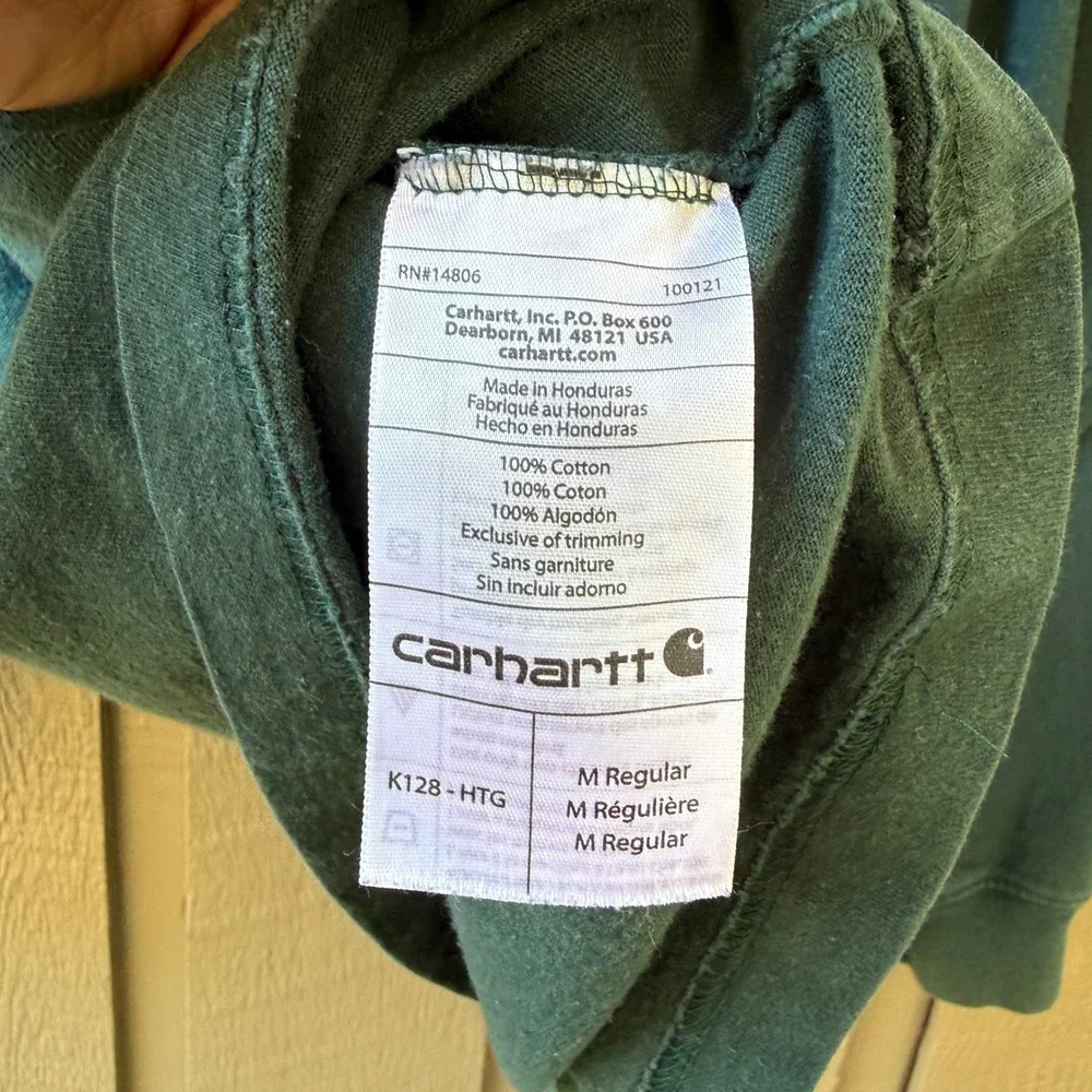 Carhartt K128 Henley Shirt Mens Original Fit Pocket Long Sleeve Medium Green